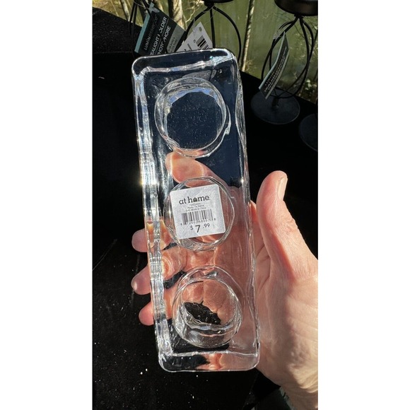 4 Greenbrier Int. Black Metal & Heavy Clear Glass Candle Holders Brand New -A29 - Picture 5 of 12